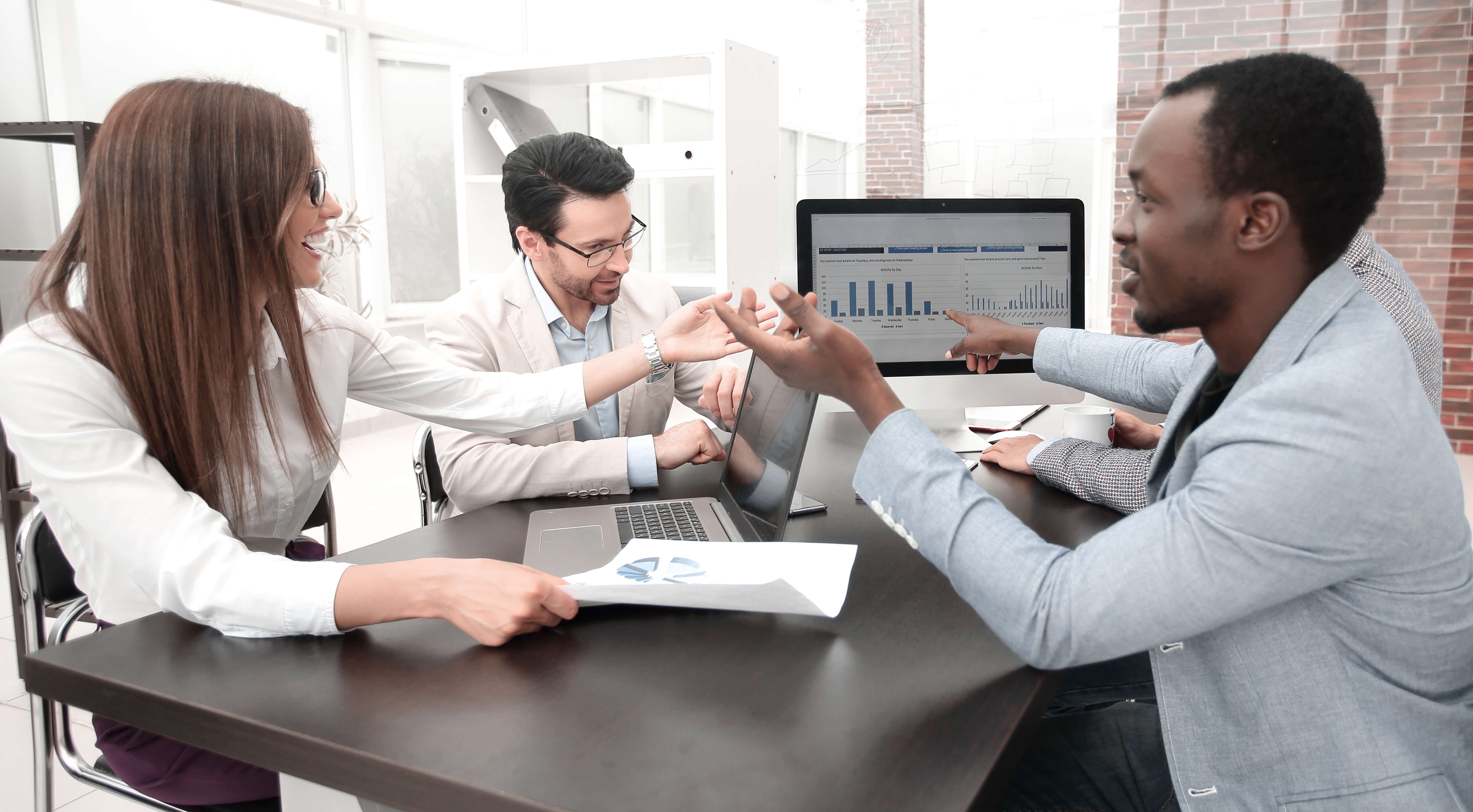 Digital marketing team collaborating.