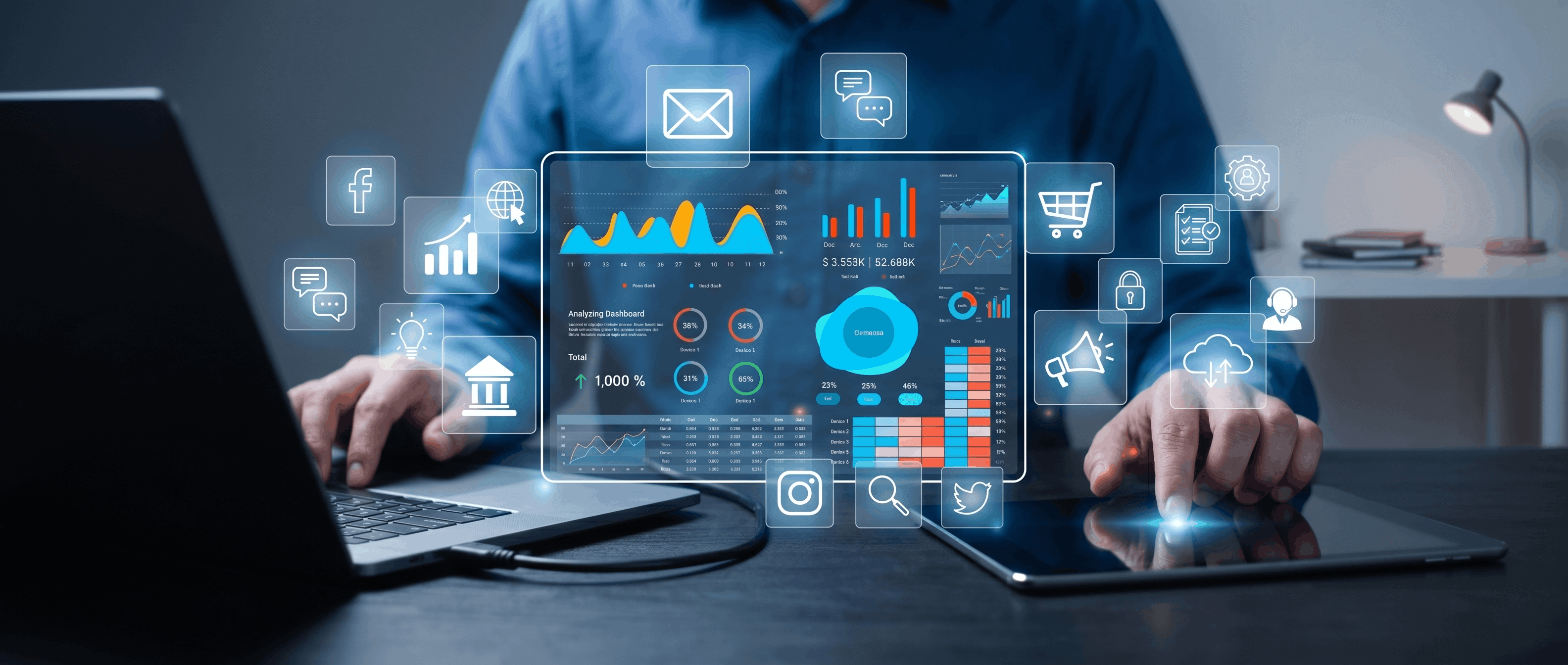 A group of digital marketing specialists analyzing data.