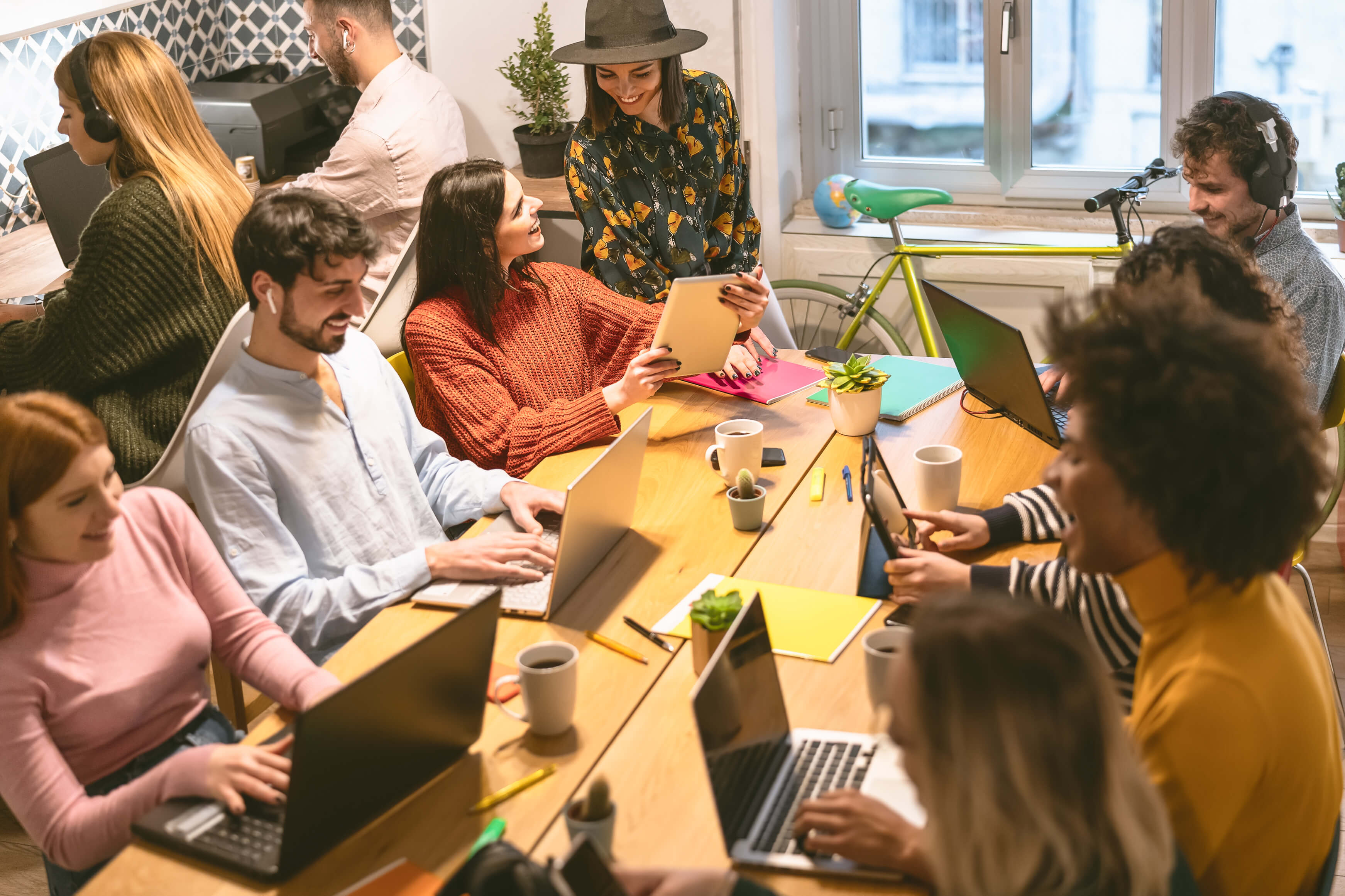 a digital marketing team working together.